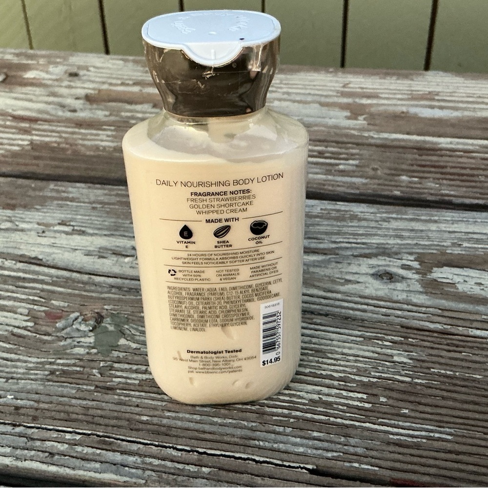 Bath & Body Works Strawberry Pound Cake Lotion with Pink and Gold Accents - Picture 2 of 5